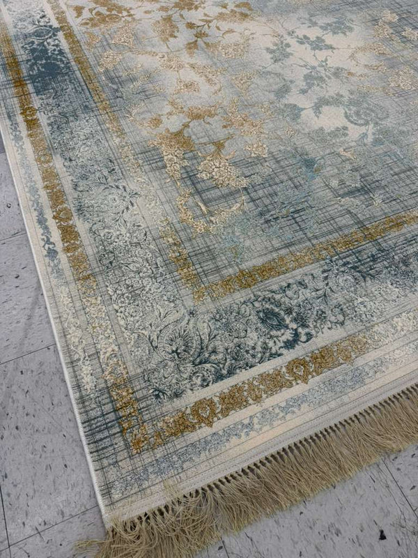 BEIGE Color High Quality 1500 Reeds Kashan Design Machine Made Carpet #157505