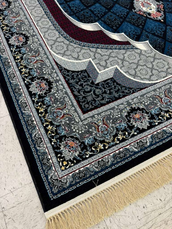 DARK NAVY Color High Quality 1500 Reeds Kashan Design Machine Made Carpet #A77504