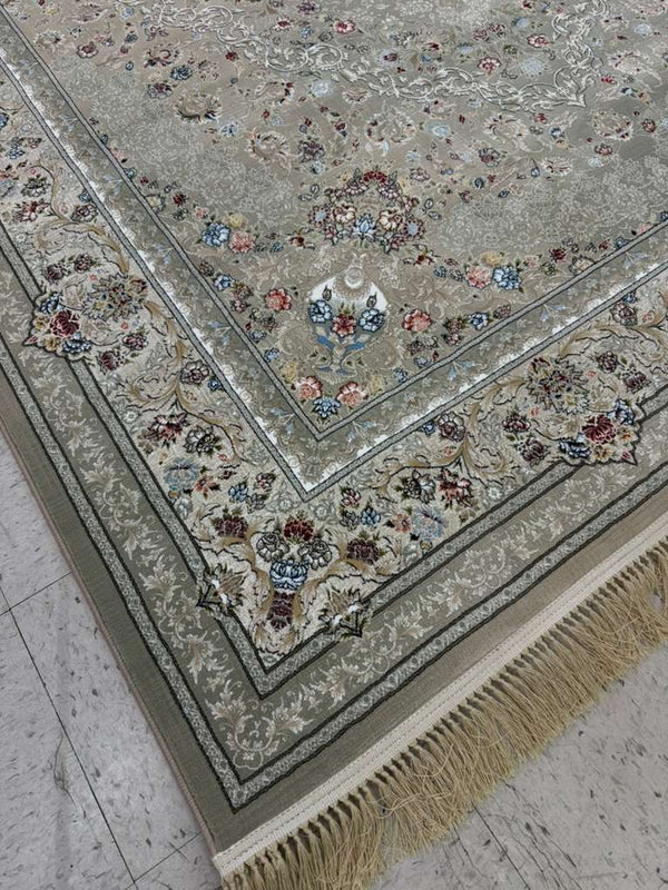 LIGHT BROWN Color High Quality 1500 Reeds Kashan Design Machine Made Carpet #1220291