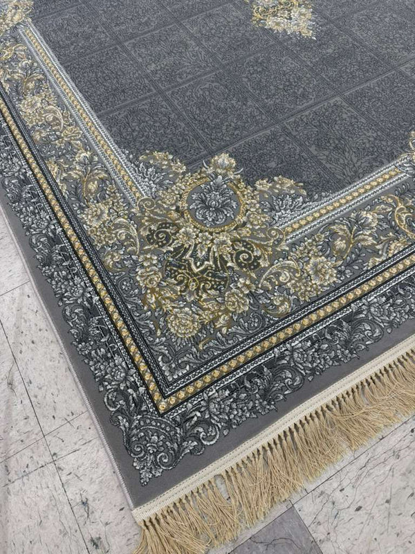 LIGHT GREY Color High Quality 1500 Reeds Kashan Design Machine Made Carpet #A74612