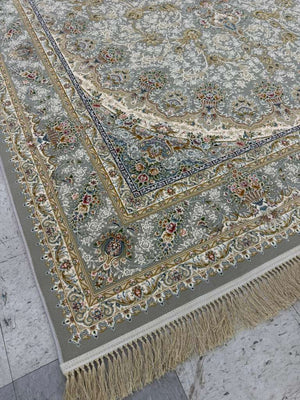 LIGHT GREY Color High Quality 1500 Reeds Kashan Design Machine Made Carpet #152501