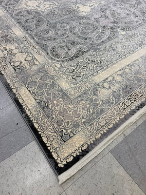 Light Grey Tuba Collection – 1200 Reeds Turkish Machine-Made Carpet | Premium Quality Area Rug #5481B