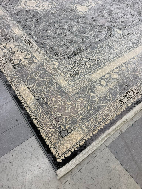 Light Grey Tuba Collection – 1200 Reeds Turkish Machine-Made Carpet | Premium Quality Area Rug #5481B