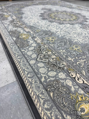 Light Grey Tuba Collection – 1200 Reeds Turkish Machine-Made Carpet | Premium Quality Area Rug #5552A