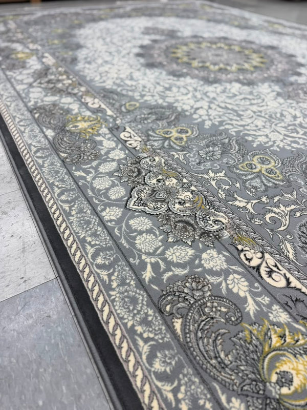 Light Grey Tuba Collection – 1200 Reeds Turkish Machine-Made Carpet | Premium Quality Area Rug #5552A