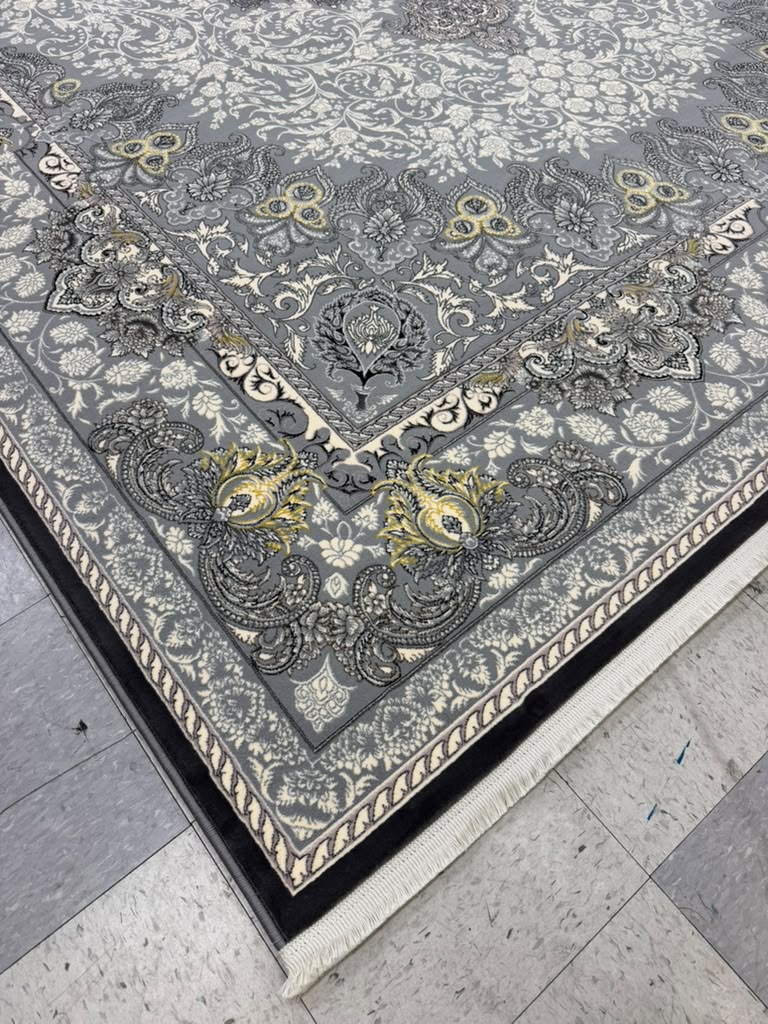 Light Grey Tuba Collection – 1200 Reeds Turkish Machine-Made Carpet | Premium Quality Area Rug #5552A