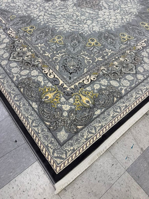 Light Grey Tuba Collection – 1200 Reeds Turkish Machine-Made Carpet | Premium Quality Area Rug #5552A