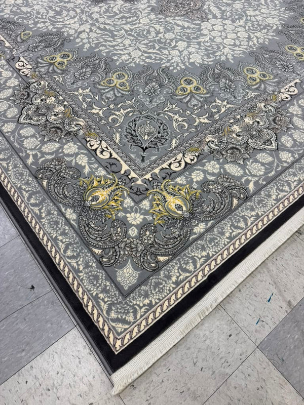 Light Grey Tuba Collection – 1200 Reeds Turkish Machine-Made Carpet | Premium Quality Area Rug #5552A