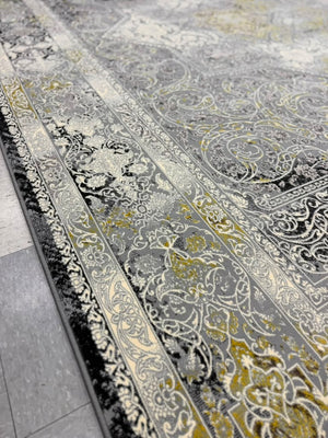 Light Grey Tuba Collection – 1200 Reeds Turkish Machine-Made Carpet | Premium Quality Area Rug #5481A