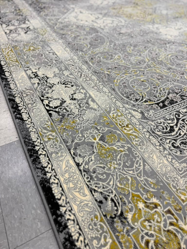 Light Grey Tuba Collection – 1200 Reeds Turkish Machine-Made Carpet | Premium Quality Area Rug #5481A