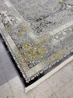 Light Grey Tuba Collection – 1200 Reeds Turkish Machine-Made Carpet | Premium Quality Area Rug #5481A