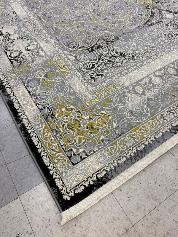 Light Grey Tuba Collection – 1200 Reeds Turkish Machine-Made Carpet | Premium Quality Area Rug #5481A