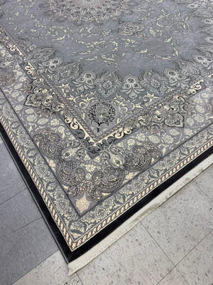 Light Grey Tuba Collection – 1200 Reeds Turkish Machine-Made Carpet | Premium Quality Area Rug #5552B