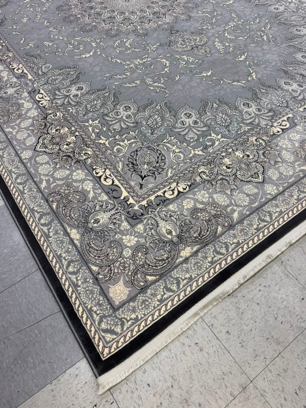 Light Grey Tuba Collection – 1200 Reeds Turkish Machine-Made Carpet | Premium Quality Area Rug #5552B