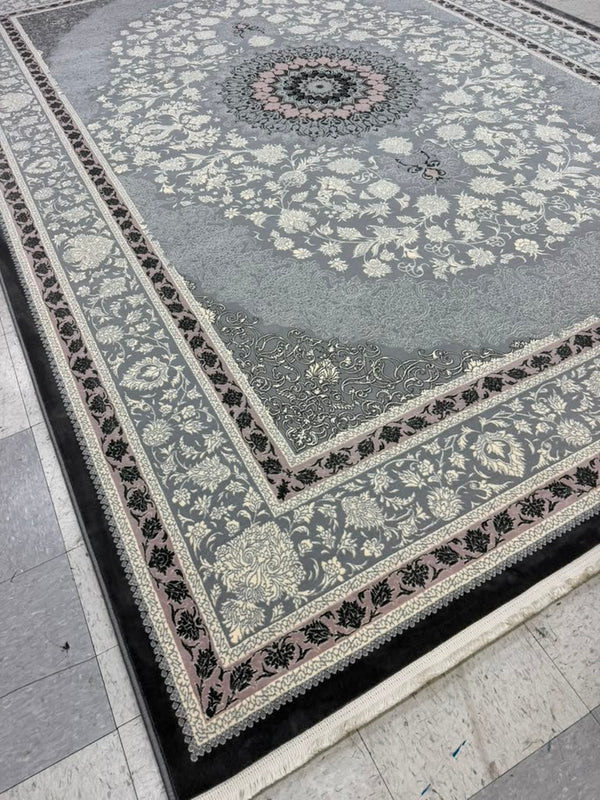 Light Grey Tuba Collection – 1200 Reeds Turkish Machine-Made Carpet | Premium Quality Area Rug #5549A